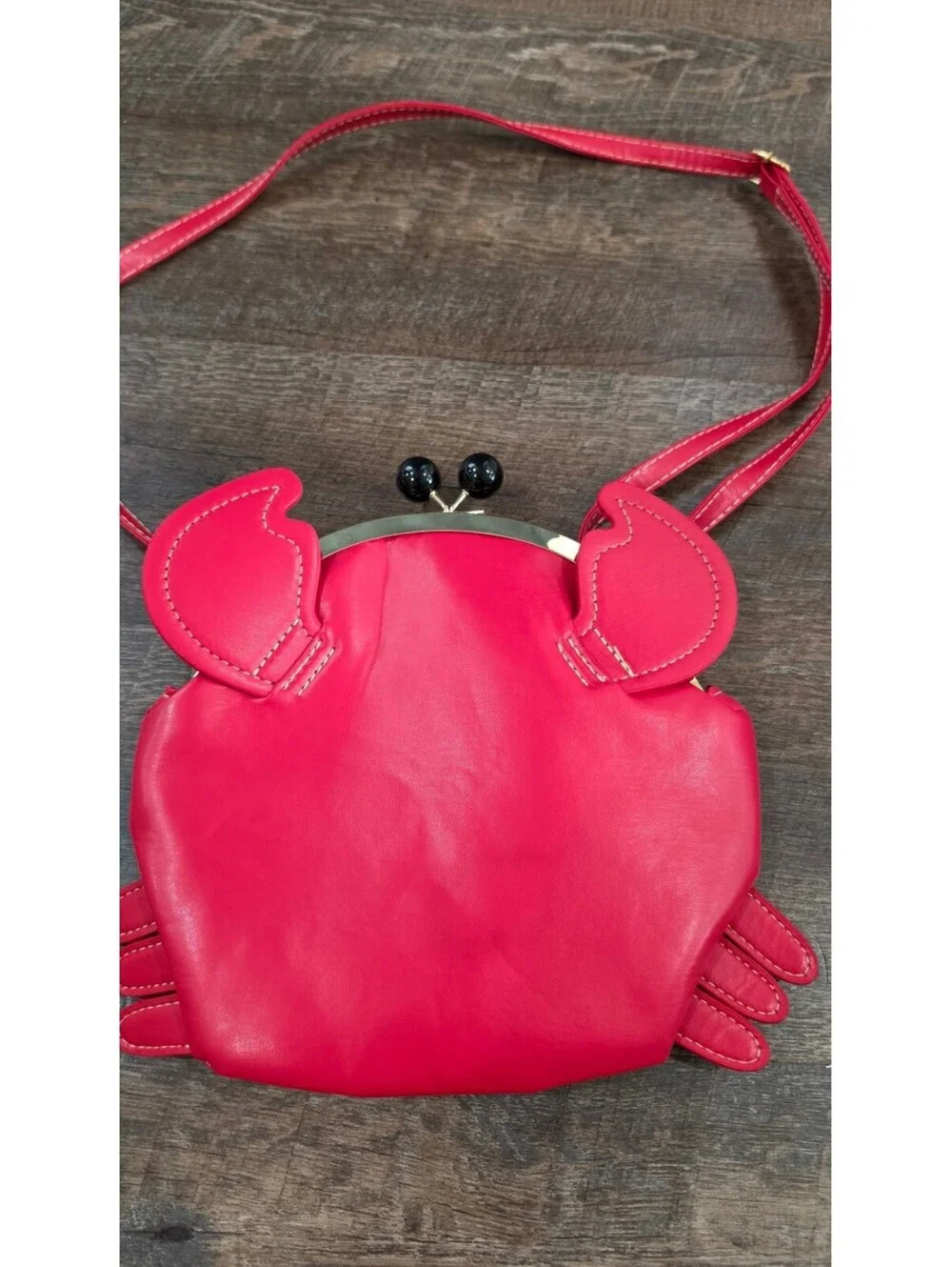 Red Crab-Shaped Faux Leather Crossbody Bag with Clasp Closure